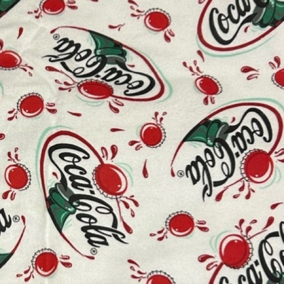 Other - Vintage 90’s Coca Cola Flannel Fabric Classic Logo Print 1 Yard
